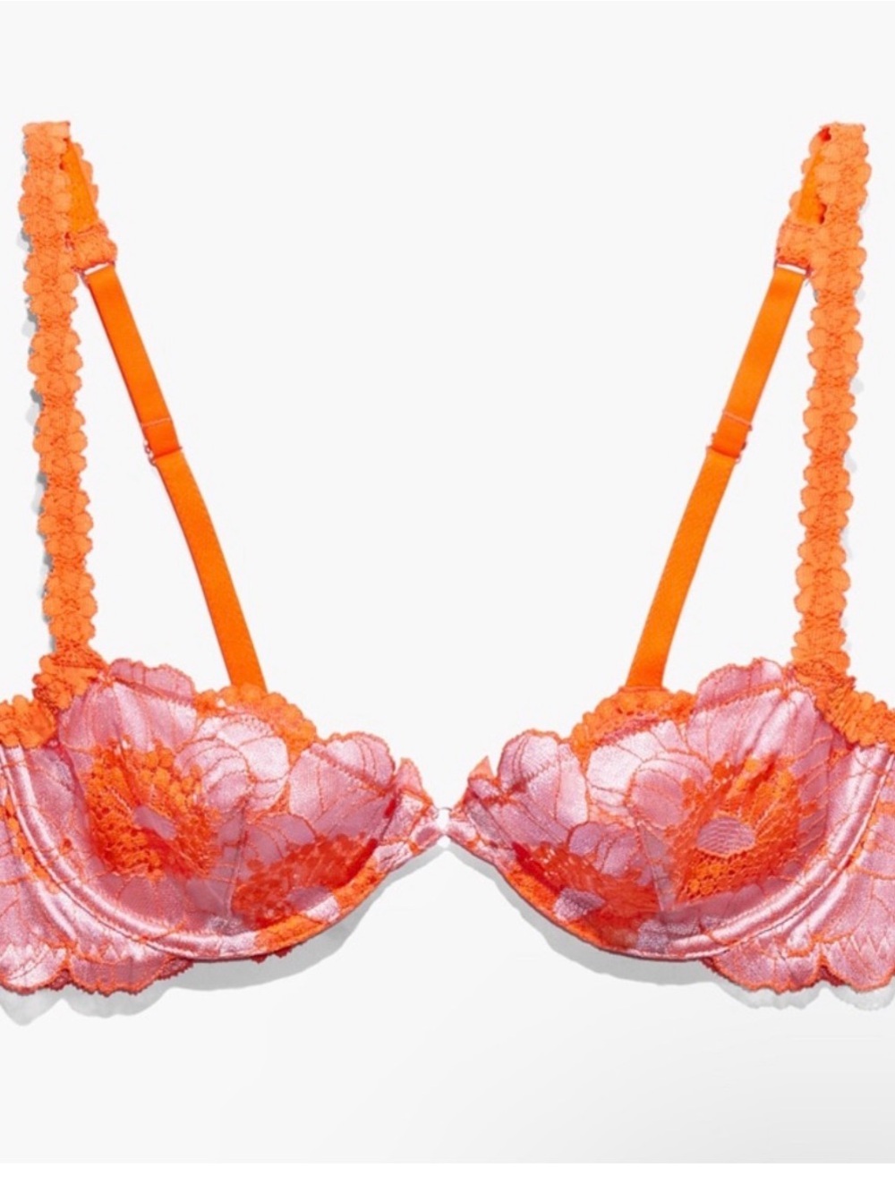 Savage X FENTY Lace Underwire Bra - Orange/Pink